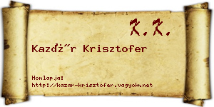 Kazár Krisztofer névjegykártya